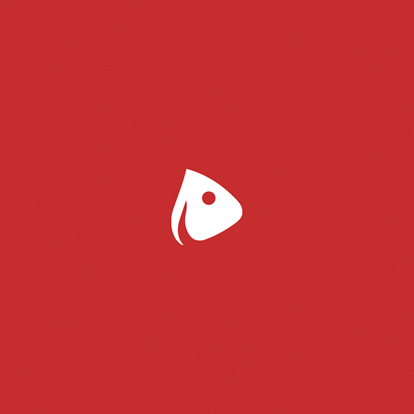 Pescuit la Feeder fish symbol in white on red